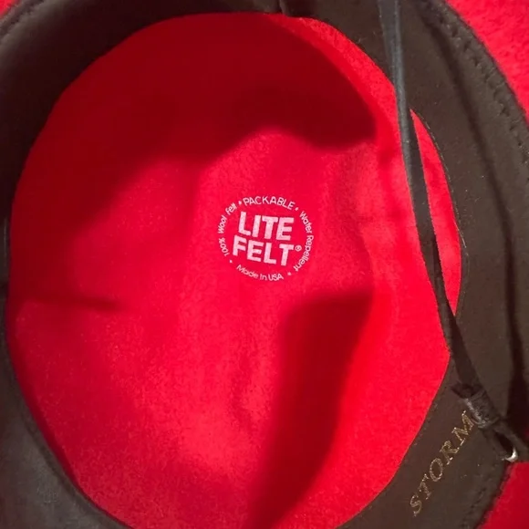 Eddy Bros. Red Wide-Brim Cowboy Hat with Black Band Made in USA - Picture 5 of 5